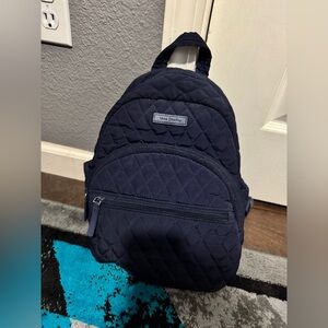 Vera Bradley Essential Compact Backpack Bag in Classic Navy Blue Microfiber